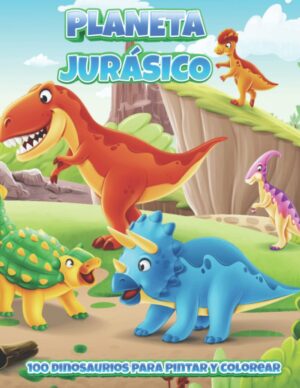 Portada de libro para colorear dinosaurios para niños y niñas